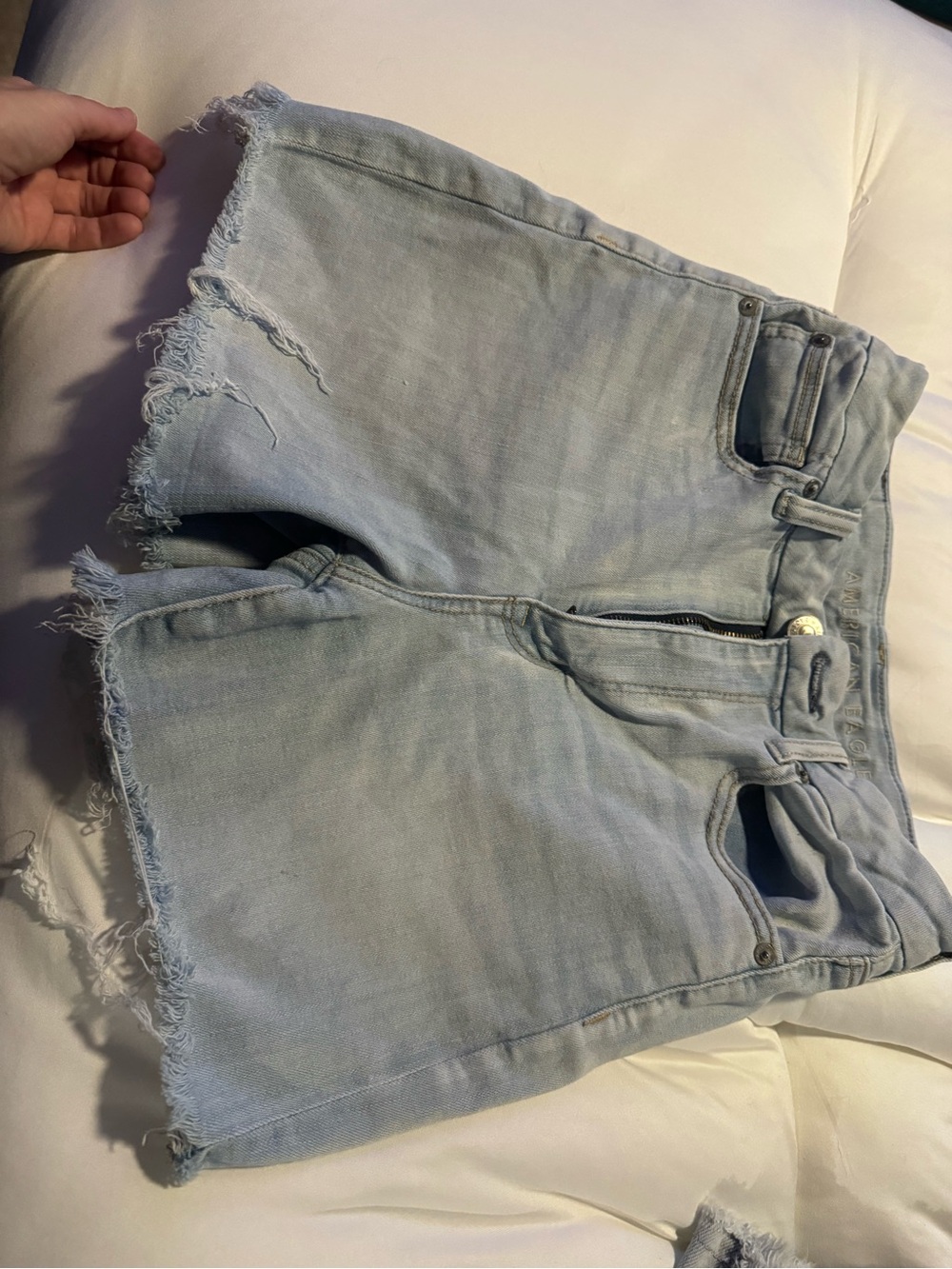 American Eagle Outfitters Light Blue Frayed Denim Cutoff Shorts